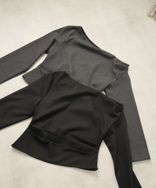 Ulysses（ユリシス）の「【3set】レースタンクレイヤードワンショルカットソー＆ワイドパンツ（セットアップ・レディース・ブラック/グレー・M/S）」の5枚目の写真