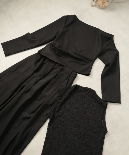 Ulysses（ユリシス）の「【3set】レースタンクレイヤードワンショルカットソー＆ワイドパンツ（セットアップ・レディース・ブラック/グレー・M/S）」の17枚目の写真