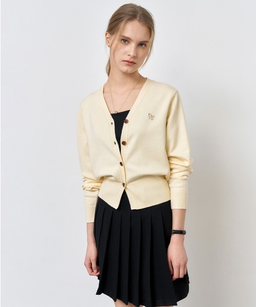 GENERAL IDEA（ジェネラルアイデア）の「【GENERAL IDEA】ロゴ入りスタンダード長袖カーディガン / GNRL ESSENTIAL CARDIGAN（カーディガン/ボレロ・レディース・グレー/ローズ/ブラック/チャコール/ピンク/ダークブラウン/ホワイト/ピンク系/ダークネイビー/イエロー系/ネイビー/カーキ・L/M/S/XS）」の9枚目の写真