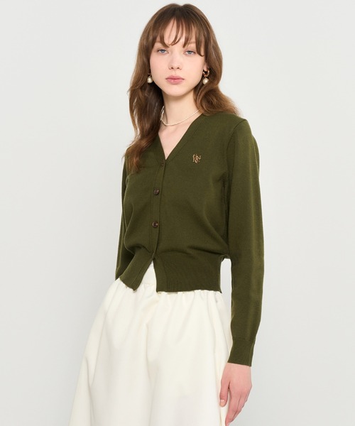 GENERAL IDEA（ジェネラルアイデア）の「【GENERAL IDEA】ロゴ入りスタンダード長袖カーディガン / GNRL ESSENTIAL CARDIGAN（カーディガン/ボレロ・レディース・グレー/ローズ/ブラック/チャコール/ピンク/ダークブラウン/ホワイト/ピンク系/ダークネイビー/イエロー系/ネイビー/カーキ・L/M/S/XS）」の6枚目の写真