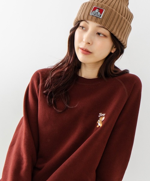 Tom&Jerry(トムアンドジェリー)の「【TOM&JERRY/トムとジェリー】TOM&JERRY ワンポイント 裏シャギー スウェット(スウェット・レディース・グレー/ライトグレー/ワイン/ブルー・MEDIUM/LARGE)」の4枚目の写真