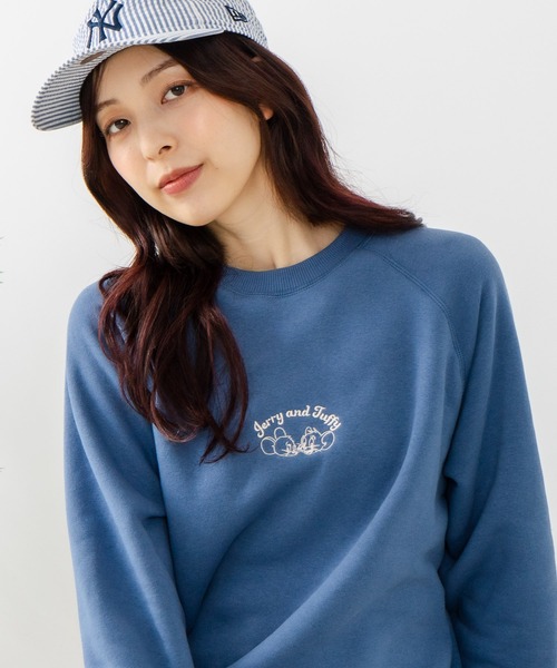 Tom&Jerry(トムアンドジェリー)の「【TOM&JERRY/トムとジェリー】TOM&JERRY ワンポイント 裏シャギー スウェット(スウェット・レディース・グレー/ライトグレー/ワイン/ブルー・MEDIUM/LARGE)」の3枚目の写真