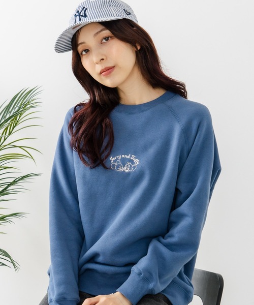 Tom&Jerry(トムアンドジェリー)の「【TOM&JERRY/トムとジェリー】TOM&JERRY ワンポイント 裏シャギー スウェット(スウェット・レディース・グレー/ライトグレー/ワイン/ブルー・MEDIUM/LARGE)」の7枚目の写真