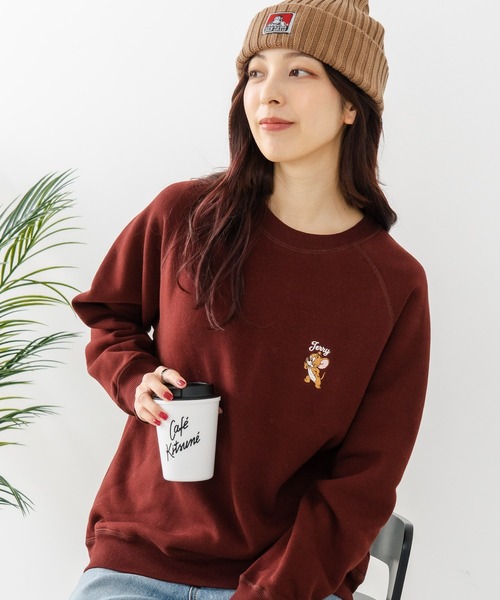 Tom&Jerry(トムアンドジェリー)の「【TOM&JERRY/トムとジェリー】TOM&JERRY ワンポイント 裏シャギー スウェット(スウェット・レディース・グレー/ライトグレー/ワイン/ブルー・MEDIUM/LARGE)」の21枚目の写真