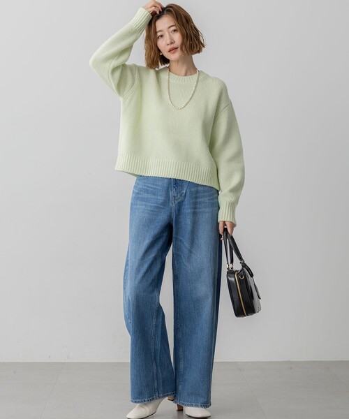 定価6.6万　Drawer　カシミヤパフスリーブニット　グレー　プルオーバー 定価6.6万 Drawer カシミヤパフスリーブニット グレー プルオーバー