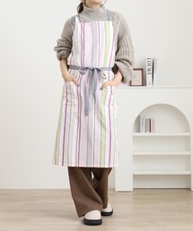 l'atelier Nuuit（アトリエヌイ）の「綿麻マルチストライプエプロン（エプロン）」