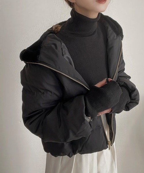 libelle more（リベル モア）の「フードフェイクファーダウンジャケット（ダウンジャケット/コート・レディース・モカ/ネイビー/アイボリー/ブラック/グレー・M/L）」の3枚目の写真