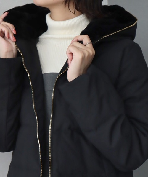 libelle more（リベル モア）の「フードフェイクファーダウンジャケット（ダウンジャケット/コート・レディース・モカ/ネイビー/アイボリー/ブラック/グレー・M/L）」の19枚目の写真