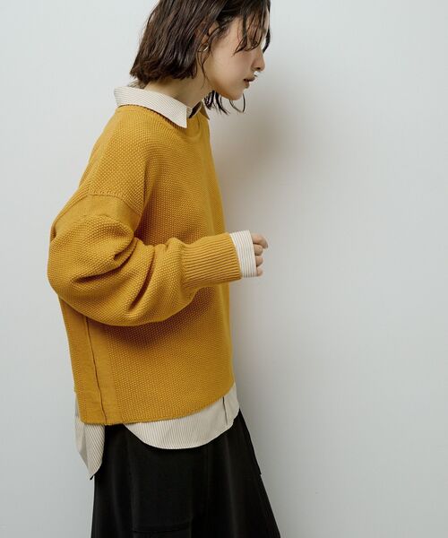 Green　Parks（グリーンパークス）の「かのこ編モックネックニットプルオーバー（ニット/セーター・レディース・オレンジ/ブラウン/グレー/ホワイト系その他2/イエロー・FREE）」の16枚目の写真