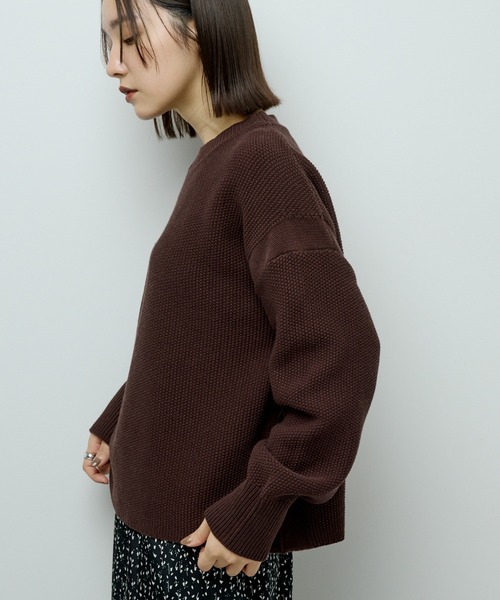 Green　Parks（グリーンパークス）の「かのこ編モックネックニットプルオーバー（ニット/セーター・レディース・オレンジ/ブラウン/グレー/ホワイト系その他2/イエロー・FREE）」の4枚目の写真