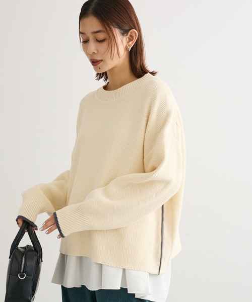 Green　Parks（グリーンパークス）の「かのこ編モックネックニットプルオーバー（ニット/セーター・レディース・オレンジ/ブラウン/グレー/ホワイト系その他2/イエロー・FREE）」の2枚目の写真