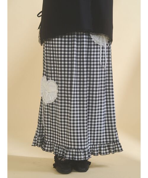 merry jenny（メリージェニー）の「message heart skirt（スカート・レディース・グリーン/ベージュ/ブラック・FREE）」の5枚目の写真