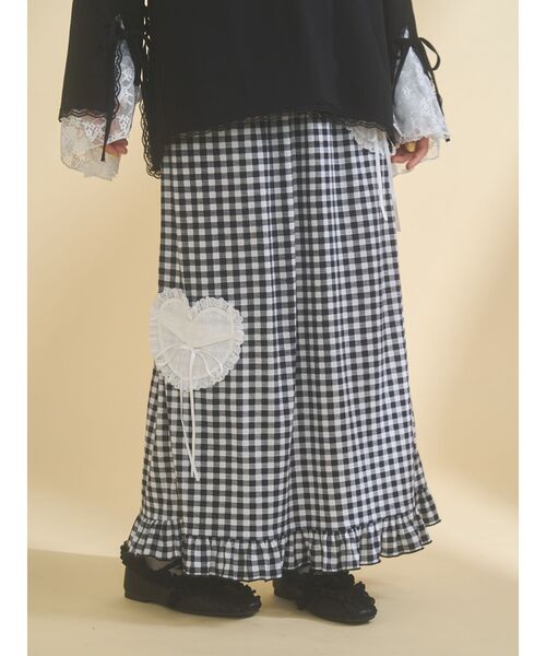 merry jenny（メリージェニー）の「message heart skirt（スカート・レディース・グリーン/ベージュ/ブラック・FREE）」の6枚目の写真