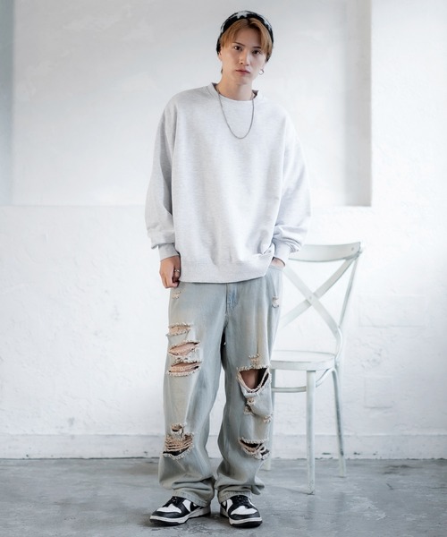 SIDEWAY STANCE（サイドウェイスタンス）の「【SIDEWAY STANCE】無地 スウェット トレーナー（スウェット・メンズ・ブラック/ホワイト/アッシュ/杢グレー・LARGE/MEDIUM/X-LARGE/SMALL）」の6枚目の写真