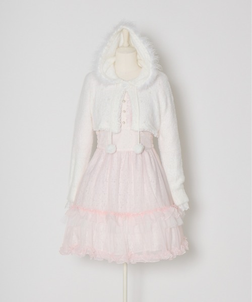 mellfy memory（メルフィーメモリー）の「Fluffy pom-pom Angel hoodie cardigan（ニット/セーター・レディース・ピンク/ホワイト・FREE）」の15枚目の写真