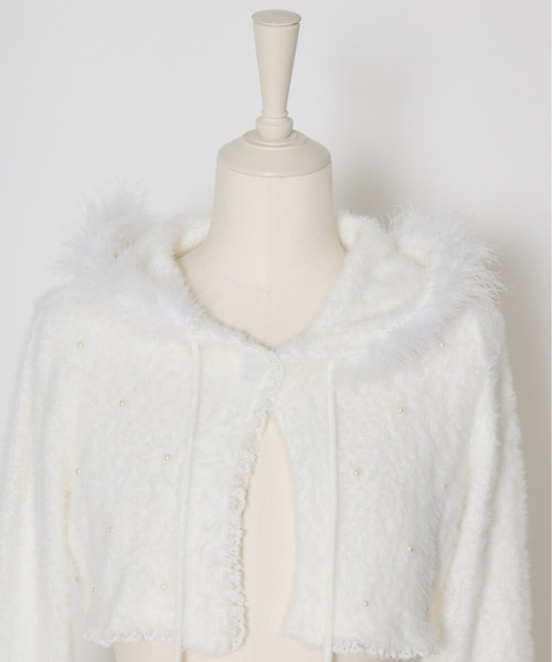 mellfy memory（メルフィーメモリー）の「Fluffy pom-pom Angel hoodie cardigan（ニット/セーター・レディース・ピンク/ホワイト・FREE）」の6枚目の写真
