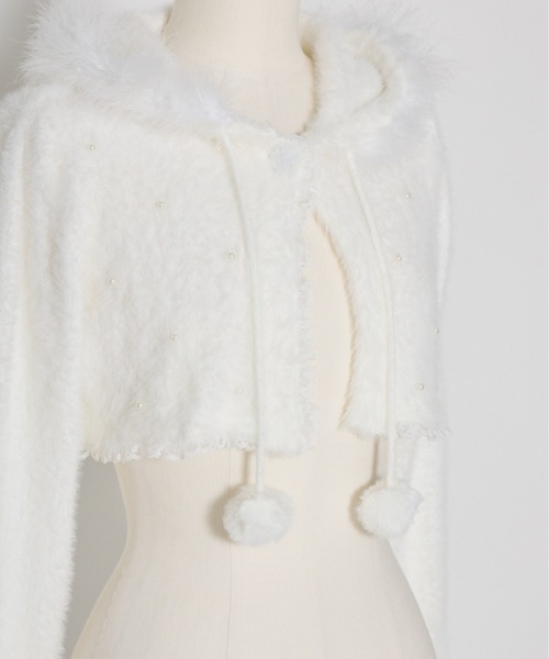 mellfy memory（メルフィーメモリー）の「Fluffy pom-pom Angel hoodie cardigan（ニット/セーター・レディース・ピンク/ホワイト・FREE）」の7枚目の写真