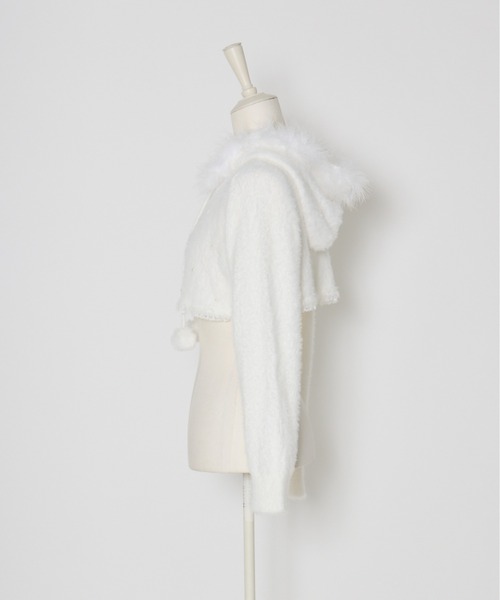 mellfy memory（メルフィーメモリー）の「Fluffy pom-pom Angel hoodie cardigan（ニット/セーター・レディース・ピンク/ホワイト・FREE）」の4枚目の写真