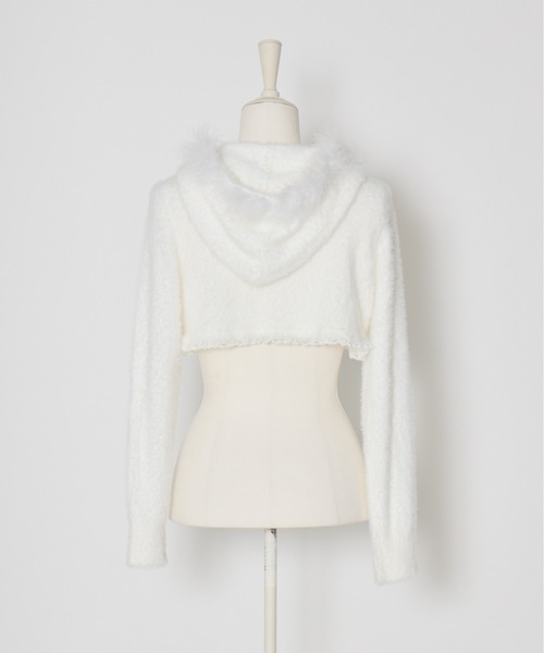 mellfy memory（メルフィーメモリー）の「Fluffy pom-pom Angel hoodie cardigan（ニット/セーター・レディース・ピンク/ホワイト・FREE）」の5枚目の写真