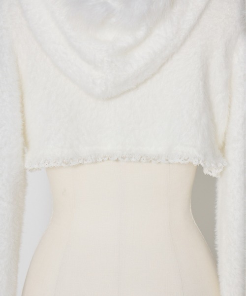 mellfy memory（メルフィーメモリー）の「Fluffy pom-pom Angel hoodie cardigan（ニット/セーター・レディース・ピンク/ホワイト・FREE）」の10枚目の写真