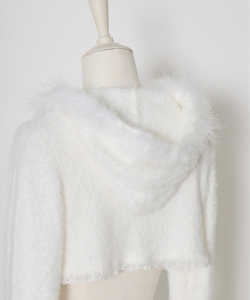 mellfy memory（メルフィーメモリー）の「Fluffy pom-pom Angel hoodie cardigan（ニット/セーター・レディース・ピンク/ホワイト・FREE）」の11枚目の写真