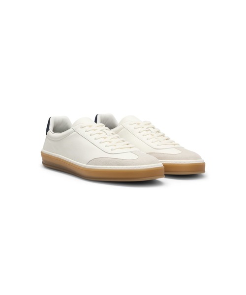 BOSS(ボス)の「BECKHAM x BOSS レザースニーカー スエードトリム(スニーカー・メンズ・ホワイト・41/39/43/45/44/42/40)」の1枚目の写真