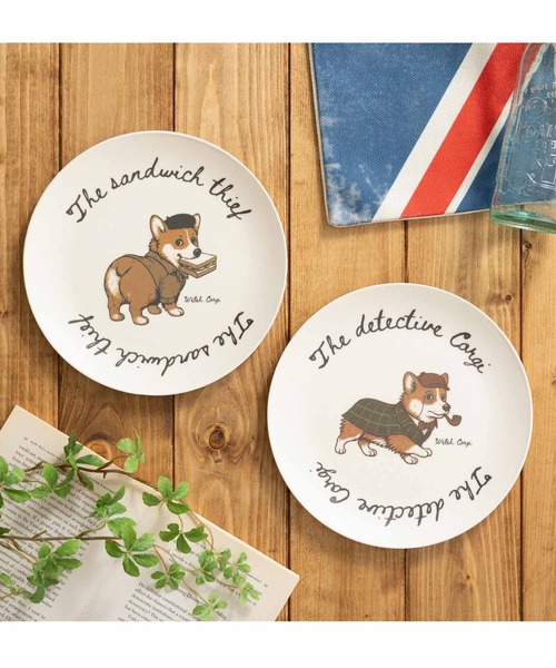 Jubilee(ジュビリー)の「英国犬 コーギー&キャバリア ロイヤルデザイン バンブー皿 竹ファイバープレート 2枚セット 20cm(食器・レディース・その他2/その他1/その他4/その他3・20cm)」の1枚目の写真