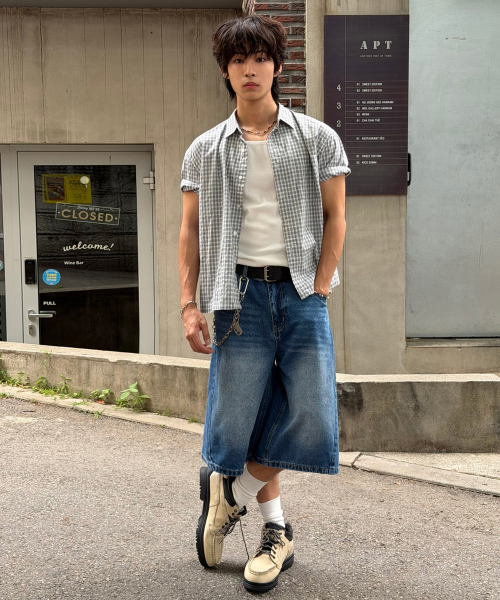 SIGNATURE（シグネチャ）の「サマー クロップ チェック ハーフシャツ[ブルー]（シャツ/ブラウス・レディース・その他・MEDIUM/LARGE）」の4枚目の写真
