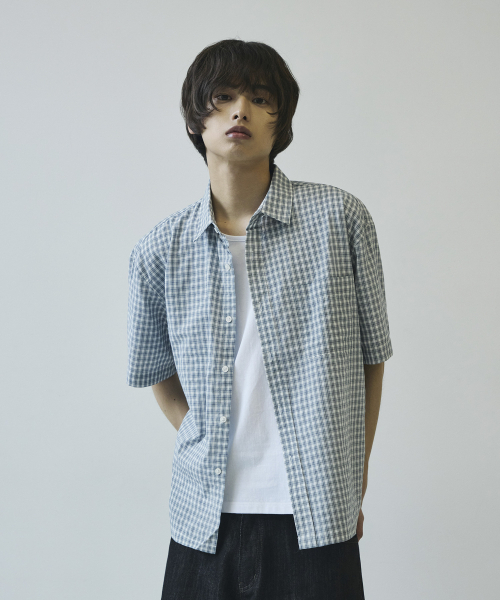 SIGNATURE（シグネチャ）の「サマー クロップ チェック ハーフシャツ[ブルー]（シャツ/ブラウス・レディース・その他・MEDIUM/LARGE）」の5枚目の写真