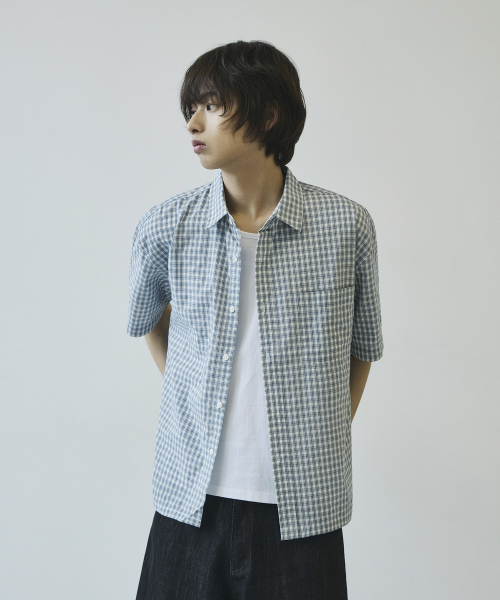 SIGNATURE（シグネチャ）の「サマー クロップ チェック ハーフシャツ[ブルー]（シャツ/ブラウス・レディース・その他・MEDIUM/LARGE）」の6枚目の写真
