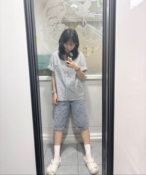 SIGNATURE（シグネチャ）の「サマー クロップ チェック ハーフシャツ[ブルー]（シャツ/ブラウス・レディース・その他・MEDIUM/LARGE）」の13枚目の写真
