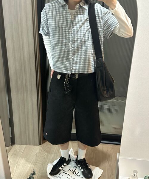 SIGNATURE（シグネチャ）の「サマー クロップ チェック ハーフシャツ[ブルー]（シャツ/ブラウス・レディース・その他・MEDIUM/LARGE）」の17枚目の写真