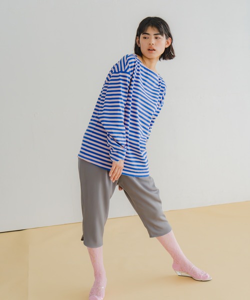 WHYTO.(ホワイト)の「「WHYTO. / ホワイト」ルーズストライプトップス(Tシャツ/カットソー・レディース・ホワイト×ネイビー/ピンク系/オフホワイト・38/36)」の14枚目の写真