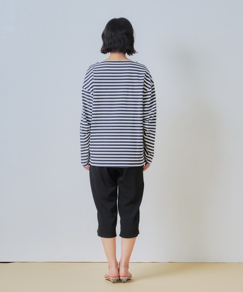 WHYTO.(ホワイト)の「「WHYTO. / ホワイト」ルーズストライプトップス(Tシャツ/カットソー・レディース・ホワイト×ネイビー/ピンク系/オフホワイト・38/36)」の21枚目の写真