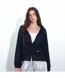 NICOLE LABEL PUNCHING HOOD CARDIGAN_BLACK