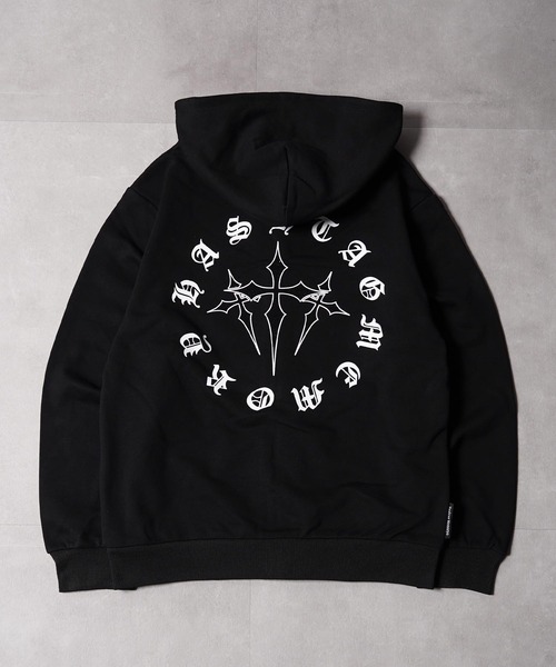 #MEMORY（メモリー）の「【MEMORY】ヘビーウェイト クロスラインストーン ダブルZIPパーカー / Cross Line Stone Double ZIP Hoodie（パーカー・メンズ・ブラック系1/ブラック系3/ブラック系2・S/M/L）」の6枚目の写真