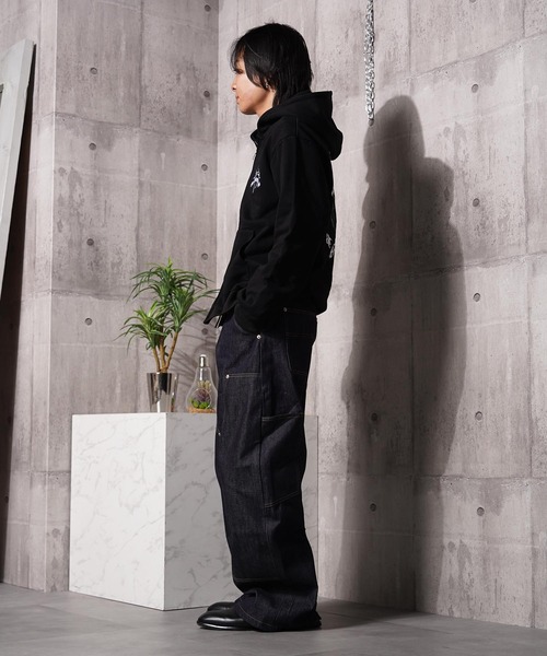 #MEMORY（メモリー）の「【MEMORY】ヘビーウェイト クロスラインストーン ダブルZIPパーカー / Cross Line Stone Double ZIP Hoodie（パーカー・メンズ・ブラック系1/ブラック系3/ブラック系2・S/M/L）」の10枚目の写真