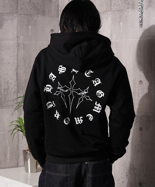 #MEMORY（メモリー）の「【MEMORY】ヘビーウェイト クロスラインストーン ダブルZIPパーカー / Cross Line Stone Double ZIP Hoodie（パーカー・メンズ・ブラック系1/ブラック系3/ブラック系2・S/M/L）」の12枚目の写真