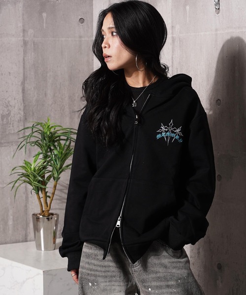 #MEMORY（メモリー）の「【MEMORY】ヘビーウェイト クロスラインストーン ダブルZIPパーカー / Cross Line Stone Double ZIP Hoodie（パーカー・メンズ・ブラック系1/ブラック系3/ブラック系2・S/M/L）」の15枚目の写真