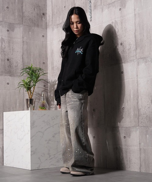 #MEMORY（メモリー）の「【MEMORY】ヘビーウェイト クロスラインストーン ダブルZIPパーカー / Cross Line Stone Double ZIP Hoodie（パーカー・メンズ・ブラック系1/ブラック系3/ブラック系2・S/M/L）」の18枚目の写真