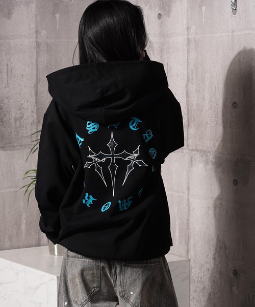 #MEMORY（メモリー）の「【MEMORY】ヘビーウェイト クロスラインストーン ダブルZIPパーカー / Cross Line Stone Double ZIP Hoodie（パーカー・メンズ・ブラック系1/ブラック系3/ブラック系2・S/M/L）」の20枚目の写真