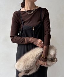 DouDou | レースチュール切替シアーTEE(Tシャツ/カットソー)