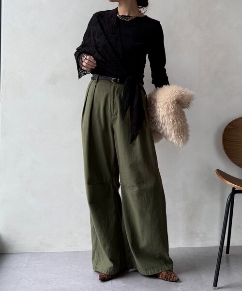 DouDou(ドゥドゥ)の「レースチュール切替シアーTEE(Tシャツ/カットソー・レディース・オフホワイト/ブラック/ブラウン・FREE)」の21枚目の写真