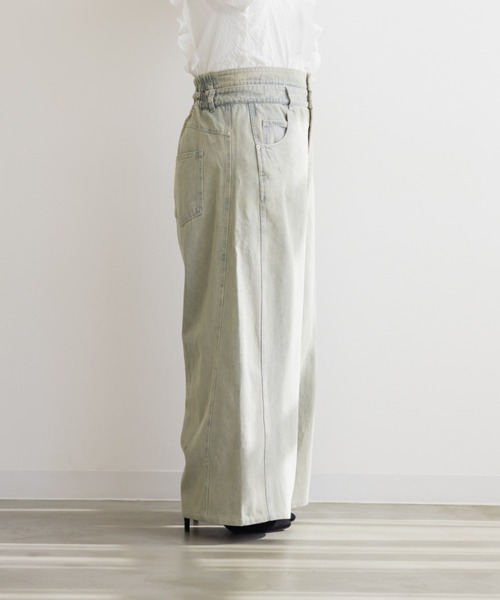 CLETTE(クレット)の「CLETTEオリジナルダブルウエストデニムワイドパンツ(その他パンツ・レディース・ブルー/サックスブルー/ブラック・LL/3L/4L)」の21枚目の写真
