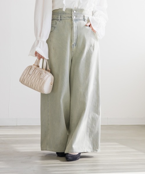 CLETTE(クレット)の「CLETTEオリジナルダブルウエストデニムワイドパンツ(その他パンツ・レディース・ブルー/サックスブルー/ブラック・LL/3L/4L)」の9枚目の写真