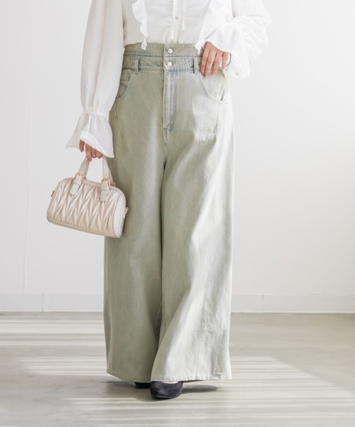 CLETTE(クレット)の「CLETTEオリジナルダブルウエストデニムワイドパンツ(その他パンツ・レディース・ブルー/サックスブルー/ブラック・LL/3L/4L)」の10枚目の写真