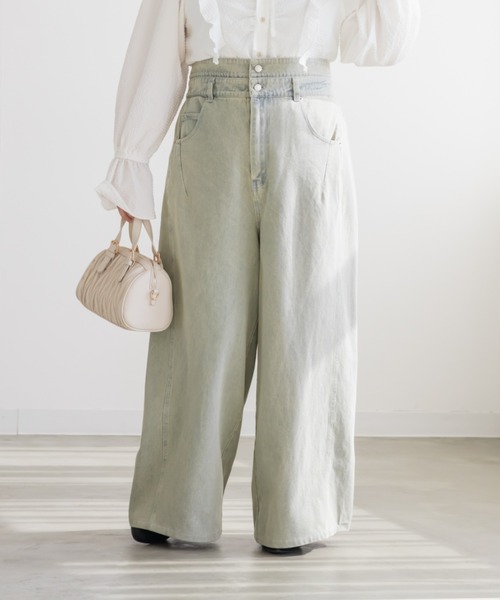 CLETTE(クレット)の「CLETTEオリジナルダブルウエストデニムワイドパンツ(その他パンツ・レディース・ブルー/サックスブルー/ブラック・LL/3L/4L)」の11枚目の写真