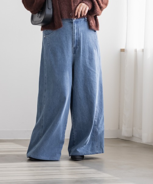 CLETTE(クレット)の「CLETTEオリジナルダブルウエストデニムワイドパンツ(その他パンツ・レディース・ブルー/サックスブルー/ブラック・LL/3L/4L)」の14枚目の写真