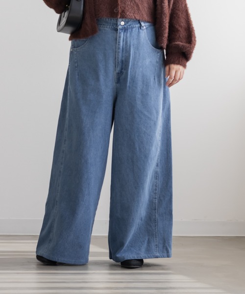 CLETTE(クレット)の「CLETTEオリジナルダブルウエストデニムワイドパンツ(その他パンツ・レディース・ブルー/サックスブルー/ブラック・LL/3L/4L)」の15枚目の写真