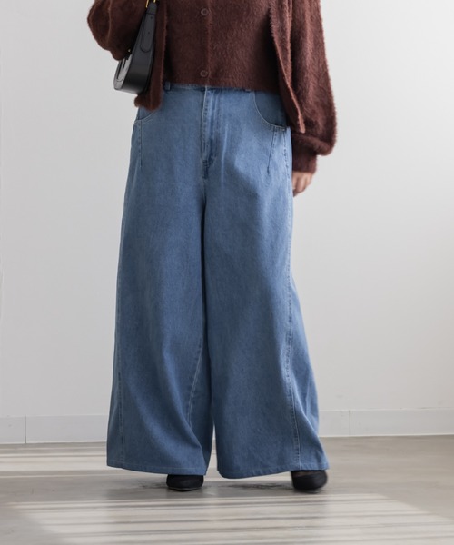 CLETTE(クレット)の「CLETTEオリジナルダブルウエストデニムワイドパンツ(その他パンツ・レディース・ブルー/サックスブルー/ブラック・LL/3L/4L)」の16枚目の写真